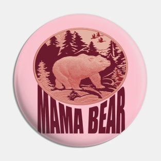 Red and Pink Woodland Mama Bear Pin