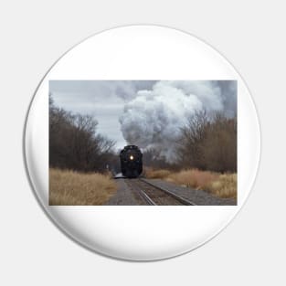 Big Boy 4014 with Steam,Smoke and Prairie grass and sky with tree's. Pin