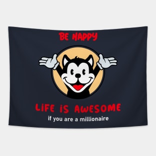 Be Happy Life is Awesome Tapestry