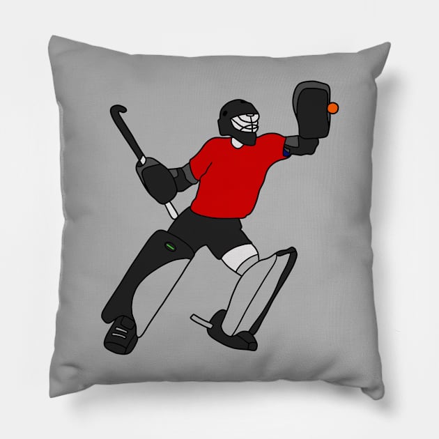 Field Hockey Goalie Red 3 Pillow by Hydroxyl Design