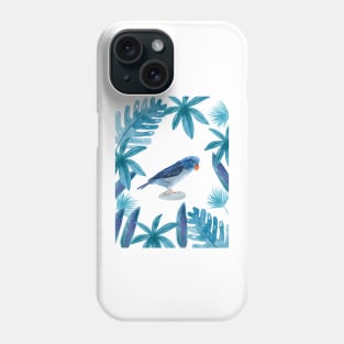 Blue Pacific Parrotlet with tropical leaves Phone Case