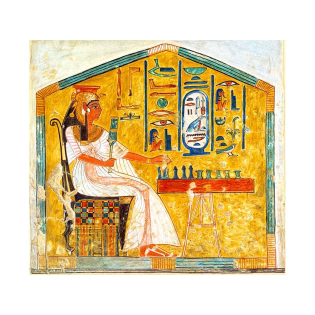 Queen Nefertari Playing Senet, Board Game Egypt by rocketshipretro