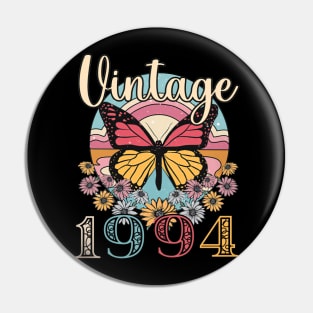 Floral Butterfly Retro Vintage 1994 29th Birthday Pin