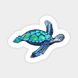 Turtle - blue turtle sparkly magical beautiful sea creature Magnet