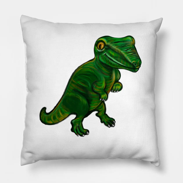 Dinosaur - green dinosaur Pillow by Artonmytee