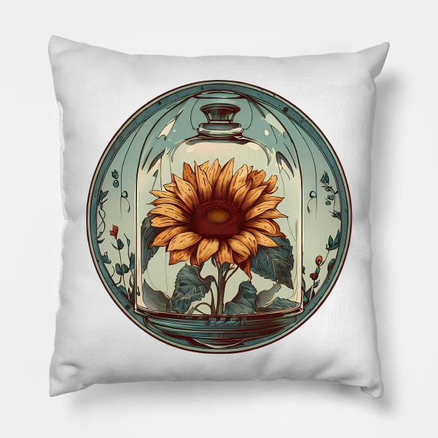 Sunflower Bell Jar Pillow by Once Upon A Tee