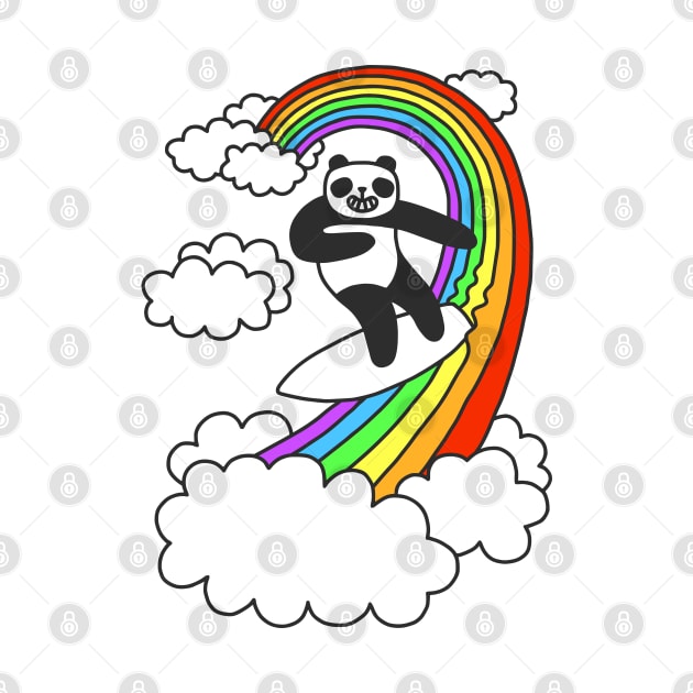 Panda Surf Rainbow by obinsun