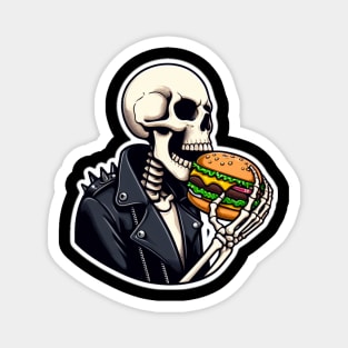 punk skeleton eat burger Magnet