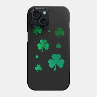 St Patricks Day, Metallic Green 3 Leaf Clovers Phone Case