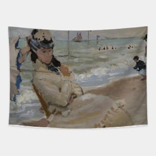 Camille on the Beach in Trouville by Claude Monet Tapestry