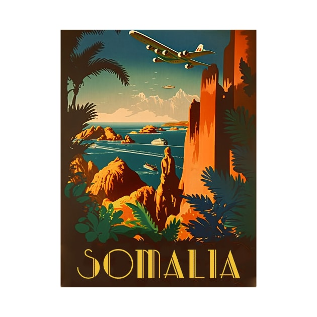 Somalia Vintage Travel Art Poster by OldTravelArt