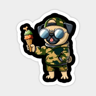 Cool Pug in Camo - Stylish Summer Design Magnet