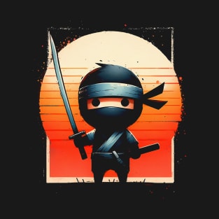 Midnight Warrior Little Ninja Warrior Graphic Tee | Cartoon Urban Ninja T-Shirt