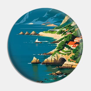 Village on a Coastal Canyon Pin