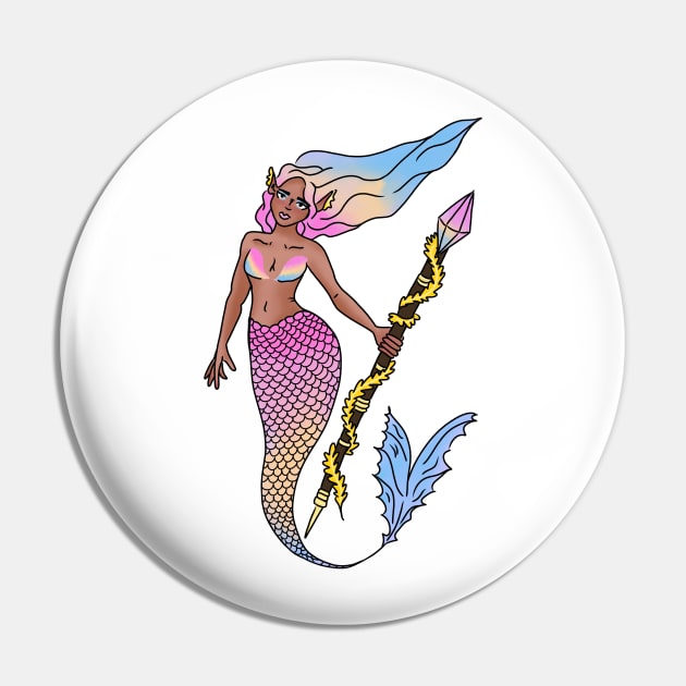 Pan Pride Sunset Mermaid Pin by TheDoodlemancer