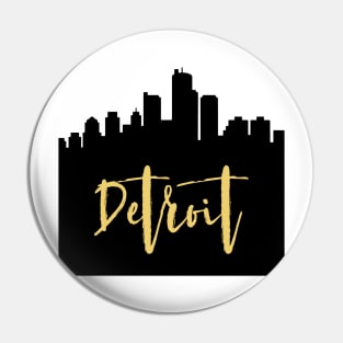 DETROIT MICHIGAN DESIGNER SILHOUETTE SKYLINE ART Pin