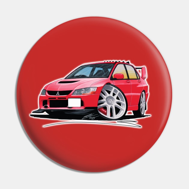 Mitsubishi Evo IX Red Caricature Pin by y30man5