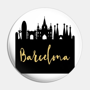 BARCELONA SPAIN DESIGNER SILHOUETTE SKYLINE ART Pin