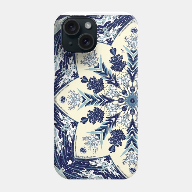 Ocean Waves Deconstructed Mandala Phone Case by DISmithArt