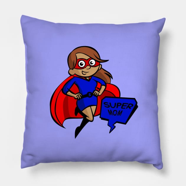 happy mothers day brunette super mom Pillow by gossiprag
