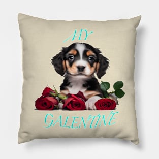 Bed of roses Galentines puppy Pillow