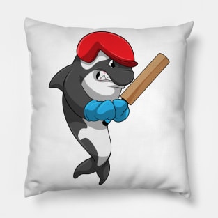 Killer whale at Cricket with Cricket bat Pillow