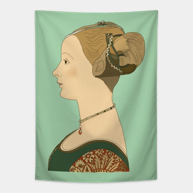 Inspired by Piero del Pollaiuolo’s Portrait of a Young Woman Tapestry by IdinDesignShop