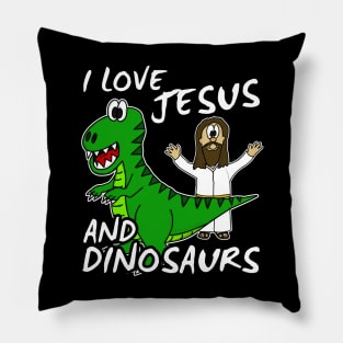 I Love Jesus And Dinosaurs Church Humor Pillow