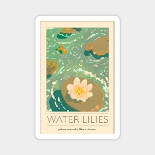 water lilies vintage pond poster Magnet