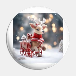 Cute reindeer on snow Pin