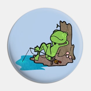 Relaxing Fishing Frog Pin