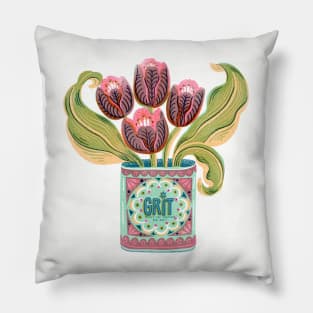 Self Care Spring Grit Tulip Vintage Retro Tin Can Pillow