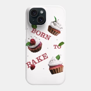 Born to Bake Cupcakes with Leaves and Raspberry Phone Case