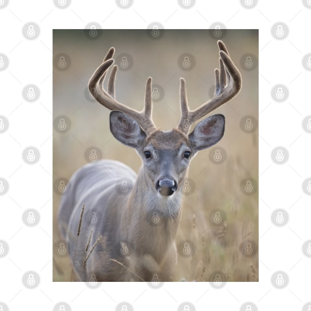 Big buck with velvet antlers by Jim Cumming