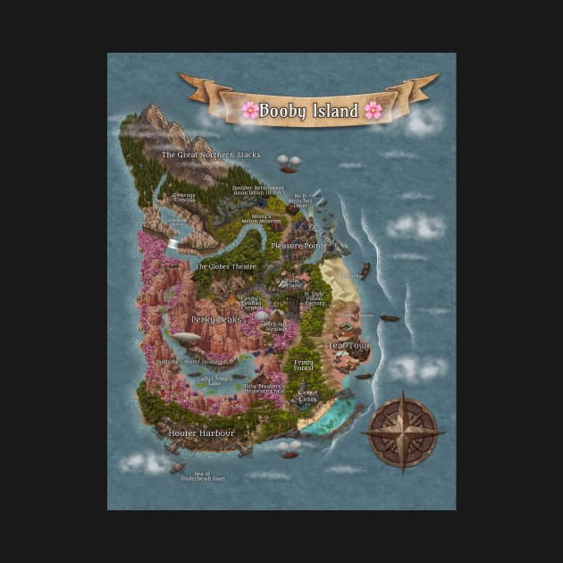 Booby Island DnD map T Shirt Design by Rainbow Kin Wear