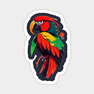 Vibrant Feathers: A Paint Splatter Parrot Masterpiece Magnet