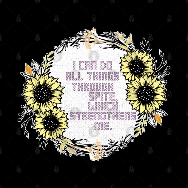 Sunflower Cross Stitch I Can Do All Things Through Spite, Which Strengthens Me by aaallsmiles