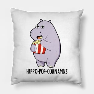 Hippo-pop-cornamus Funny Hippo Pun Pillow