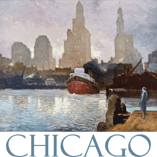 Chicago Skyline by George Ames Aldrich Magnet