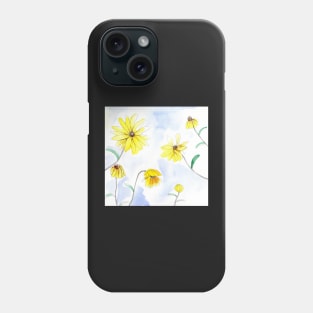 Loose yellow flowers Illustration with watercolor and pencil Phone Case