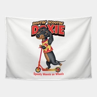 Dachshund Wiener Dog Doxie on Wheels Tapestry