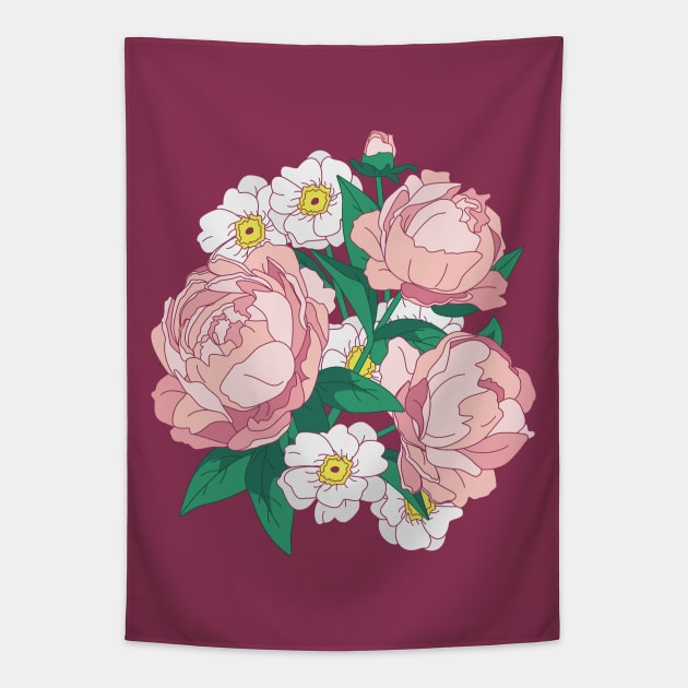 Bouquet of pink peonies Tapestry by lents