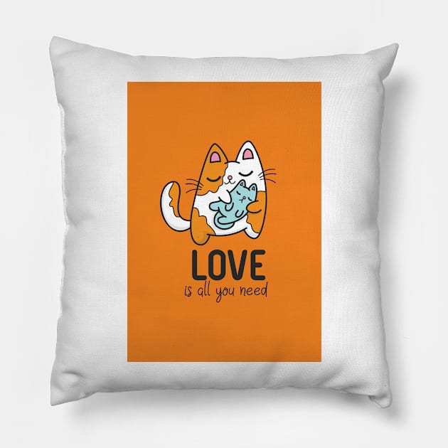 Love is All You Need Cat Quote Pillow by PosterpartyCo