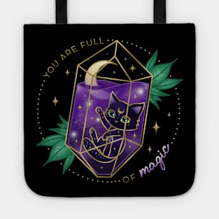 (back print) You Are Full Of Magic Quote Crystal Cat Tote