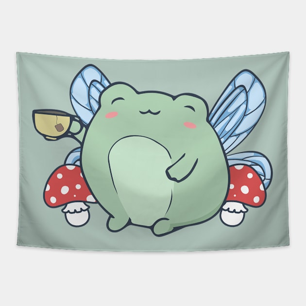 Cottagecore Aesthetic Kawaii Fairy Frog Fairycore Tapestry by Alex21