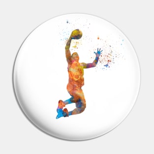 Basketball player in watercolor Pin