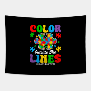 Color Outside the Lines - Autism Awareness Puzzle Piece Tapestry