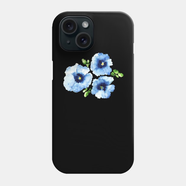 Pansy Flower Watercolor Painting Phone Case by Ratna Arts