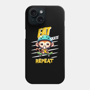 Eat Skate Repeat Kawaii Skateboarding Monkey Phone Case