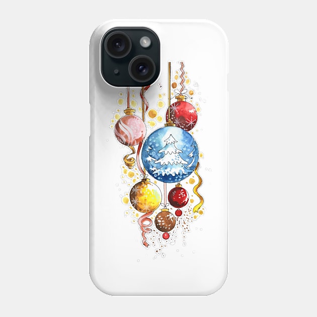 Decorative Christmas Balls Watercolor Phone Case by Mako Design 